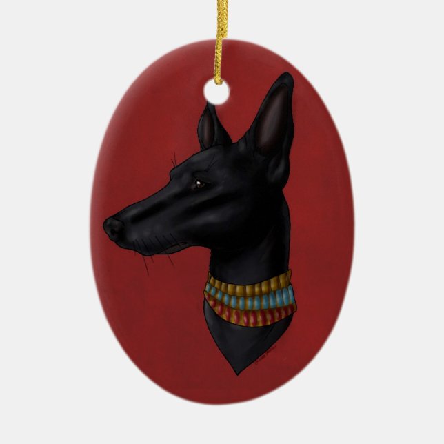 En Céramique Ornement d'Anubis de rouge cramoisi (Devant)