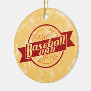 En Céramique Ornement d'arbre de Noël de baseball, papa de base