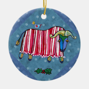 En Céramique Ornement d'arbre de Noël de boeuf de menthe