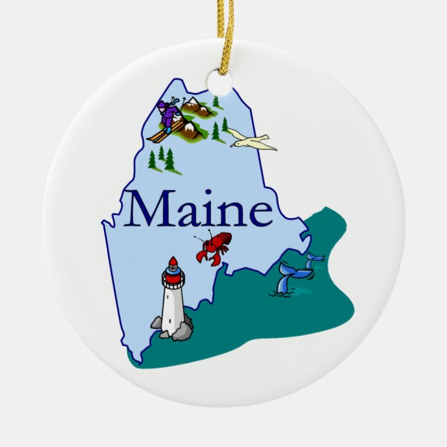 En Céramique Ornement d'arbre de Noël du Maine (Devant)