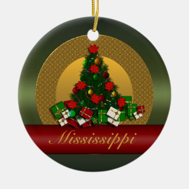 En Céramique Ornement d'arbre de Noël du Mississippi (Devant)
