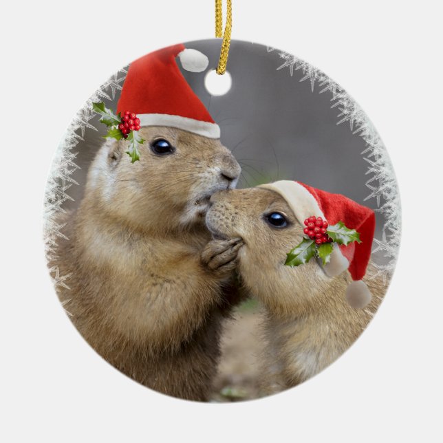 En Céramique Ornement de baiser de Noël (Devant)