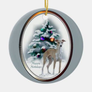En Céramique Ornement de cadeaux de Noël de lévrier italien