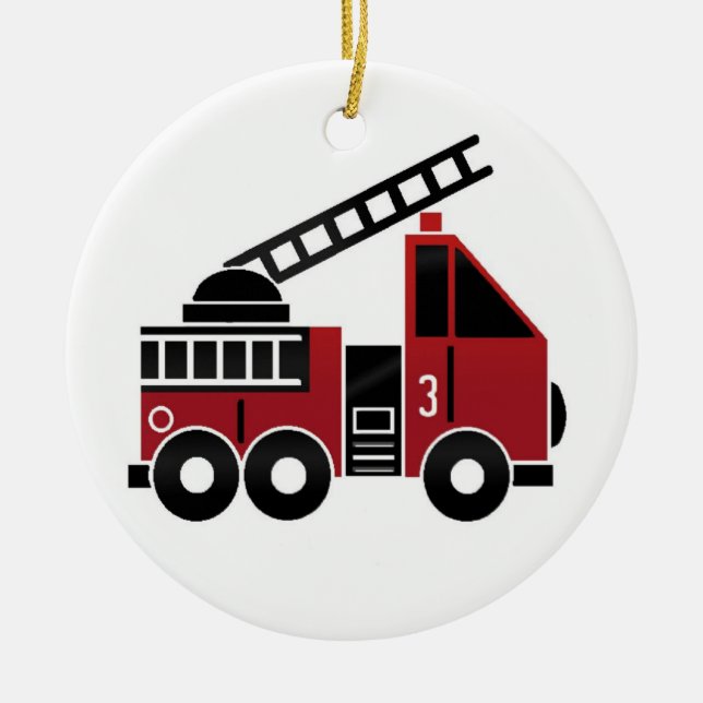 En Céramique Ornement de camion de pompiers (Devant)