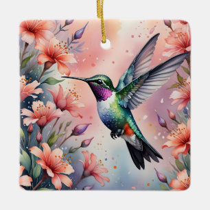 En Céramique ornement de colibri floral