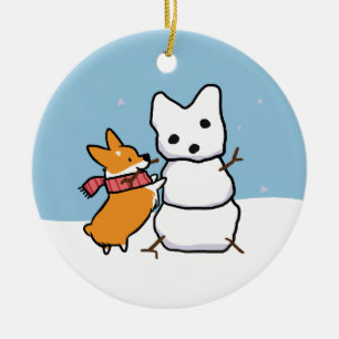 En Céramique Ornement de Corgi Rouge   CorgiThings
