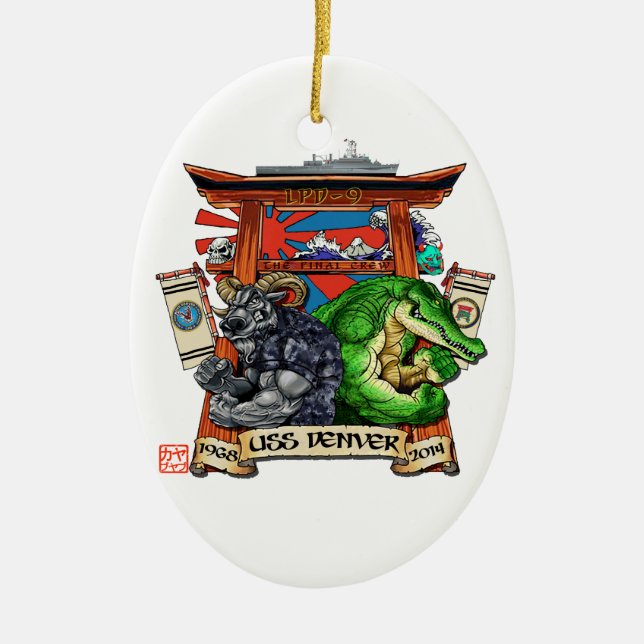 En Céramique Ornement de désarmement d'USS Denver LPD-9 (Devant)