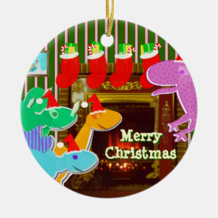 En Céramique Ornement de Dinos de Joyeux Noël