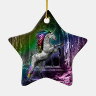 En Céramique Ornement de licorne d'arc-en-ciel