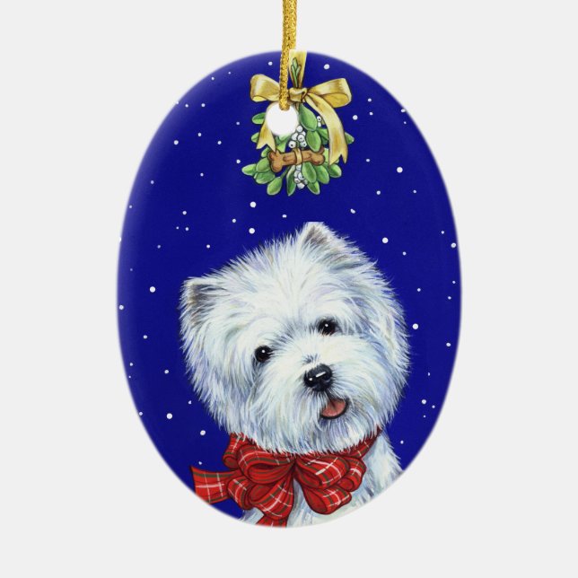En Céramique Ornement de Noel Westie d'os par Borgo (Devant)