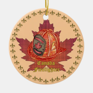 En Céramique Ornement de pompier de feuille d'érable du Canada