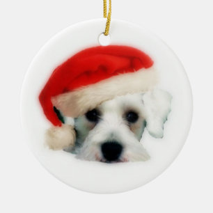 En Céramique Ornement de Schnauzer de Père Noël