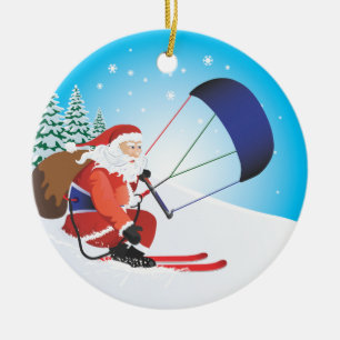 En Céramique Ornement de ski de Père Noël Snowkite
