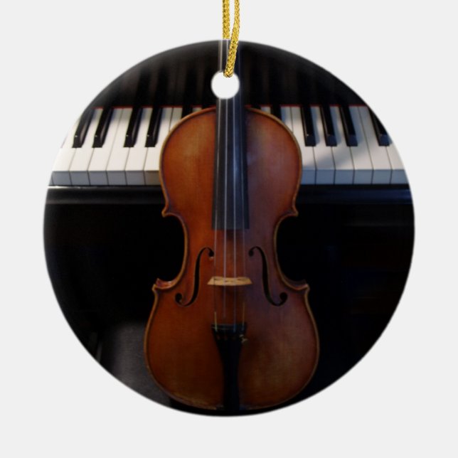 En Céramique Ornement de vacances de violon et de clavier (Devant)