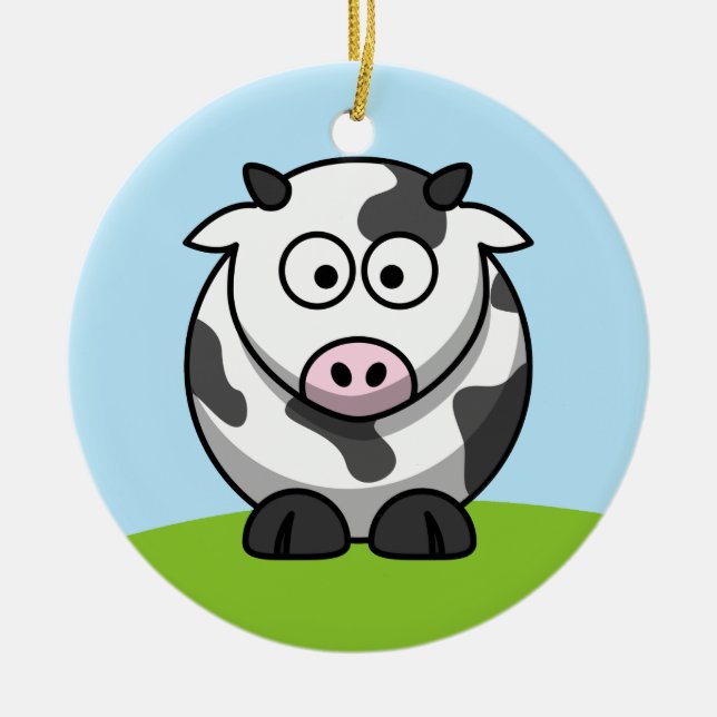 En Céramique Ornement de vache laitière mignon (Devant)