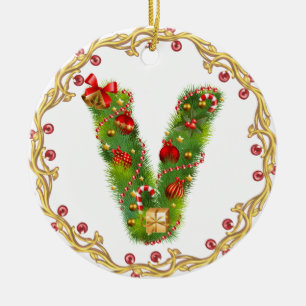 En Céramique ornement décoré d'un monogramme initial de Noël