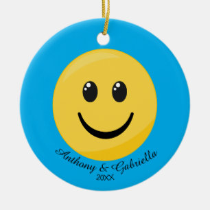 En Céramique Ornement d'Emoji personnalisé par visage heureux