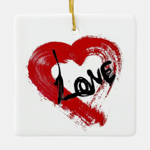 En Céramique Ornement des Coeurs d'amour