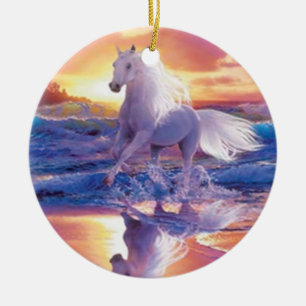 En Céramique Ornement d'étalon blanc
