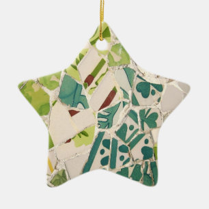 En Céramique Ornement d'étoile de mosaïque de Gaudi