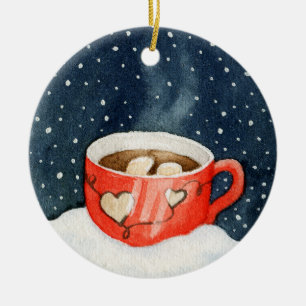 En Céramique Ornement d'hiver de chocolat chaud