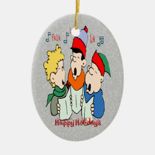 En Céramique Ornement d'ovale de Carolers de Noël