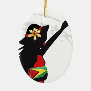 En Céramique Ornement d'ovale de fille de la Guyane
