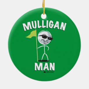 EN CÉRAMIQUE ORNEMENT DRÔLE DE GOLF D'HOMME DE MULLIGAN