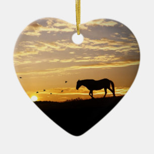 En Céramique Ornement du coeur commémoratif du cheval