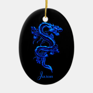 En Céramique Ornement du dragon bleu