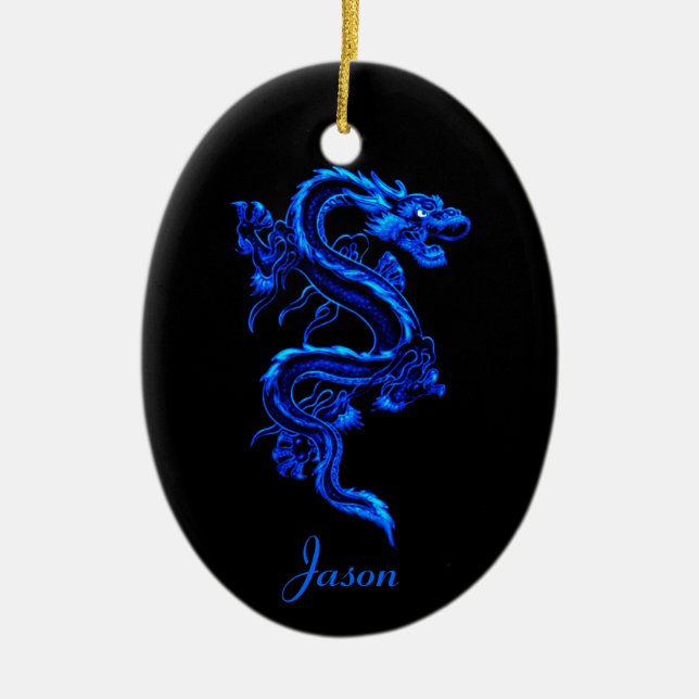 En Céramique Ornement du dragon bleu (Devant)