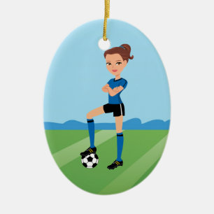 En Céramique Ornement du footballeur de la fille illustré