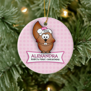 En Céramique Ornement écureuil pour le premier Noël de bébé