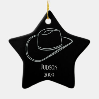 En Céramique Ornement étoile de chapeau de Noël Cowboy