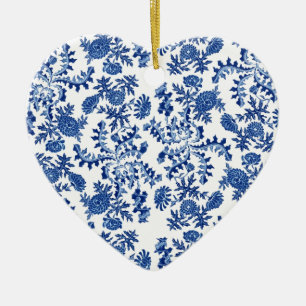 En Céramique Ornement floral bleu et blanc