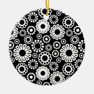 En Céramique Ornement floral noir et blanc