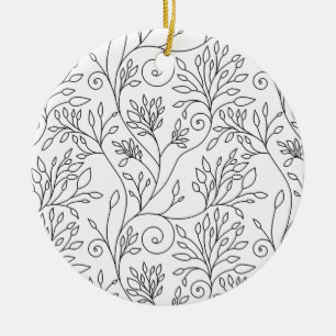 En Céramique Ornement floral noir et blanc