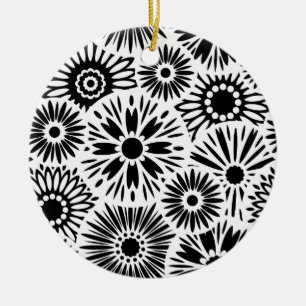 En Céramique Ornement floral noir et blanc