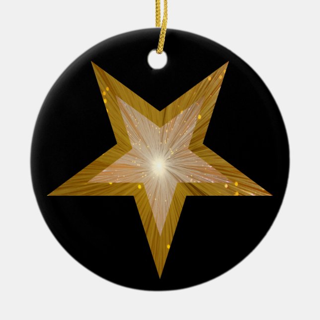 En Céramique Ornement Gold Star rond noir (Devant)
