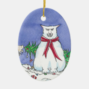 En Céramique Ornement humoristique de Noël de chat