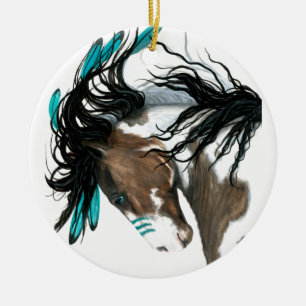 En Céramique Ornement majestueux de Noël de cheval par Bihrle