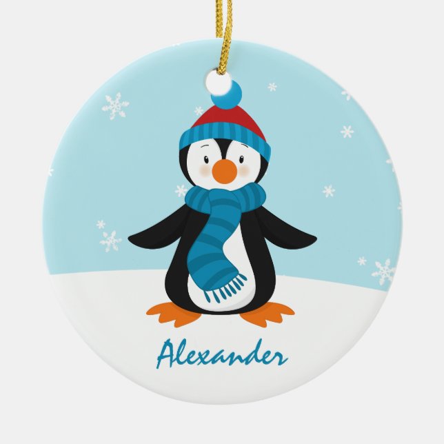 En Céramique Ornement mignon de Noël de pingouin (Devant)