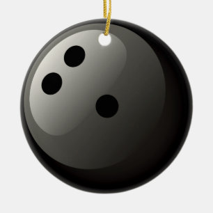 EN CÉRAMIQUE ORNEMENT NOIR DE BOULE DE BOWLING