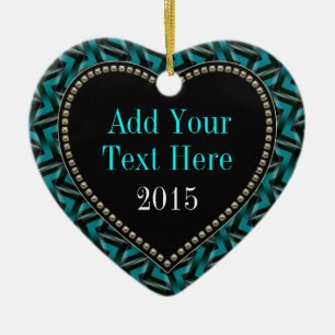 En Céramique Ornement noir turquoise de forme de coeur