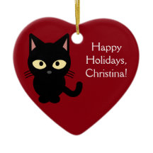 Ornement nommé fait sur commande de chaton de Noël