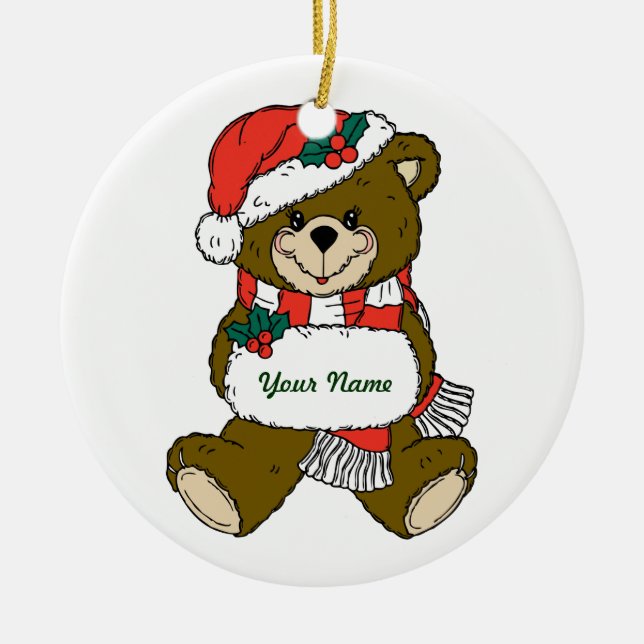 En Céramique Ornement personnalisé de Noël d'ours de nounours (Devant)