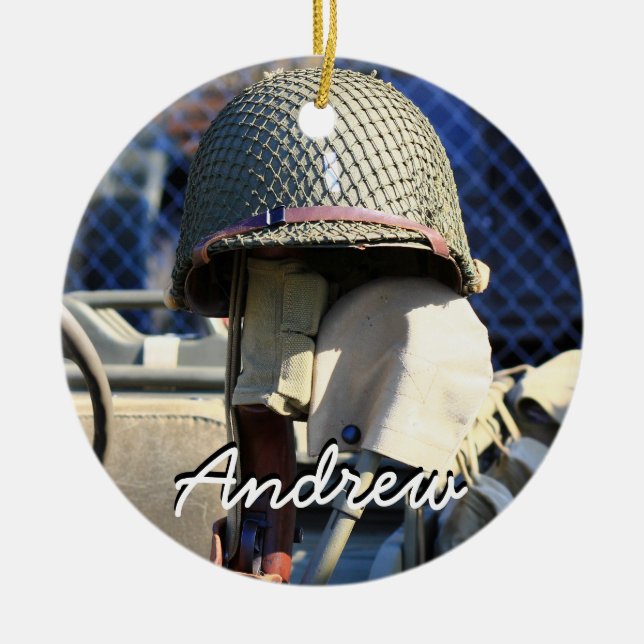 En Céramique Ornement personnalisé par casque militaire (Devant)