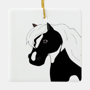 En Céramique Ornement Pinto Pony