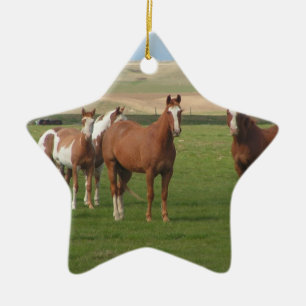 En Céramique Ornement quart de troupeau de cheval