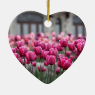 En Céramique Ornement rose de coeur de tulipes